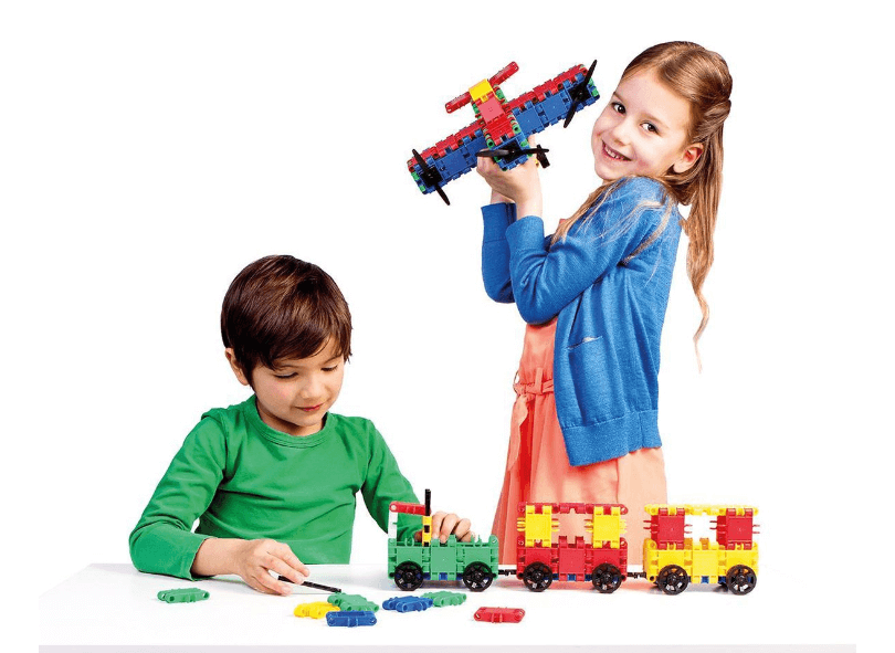 Clics Basic set of 275 pieces, Construction Toys for 3 year old boys and  girls, 10 in 1 box of blocks to learn shapes and colors, Educational STEM